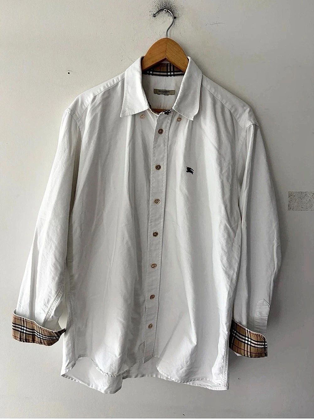 Burberry London Nova Check Mens Long Sleeve Shirt Size L Made in USA